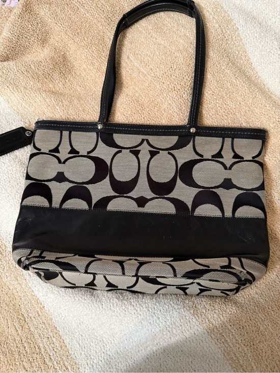 Coach Handbags - Coach  Black and Gray Signature Canvas Tote